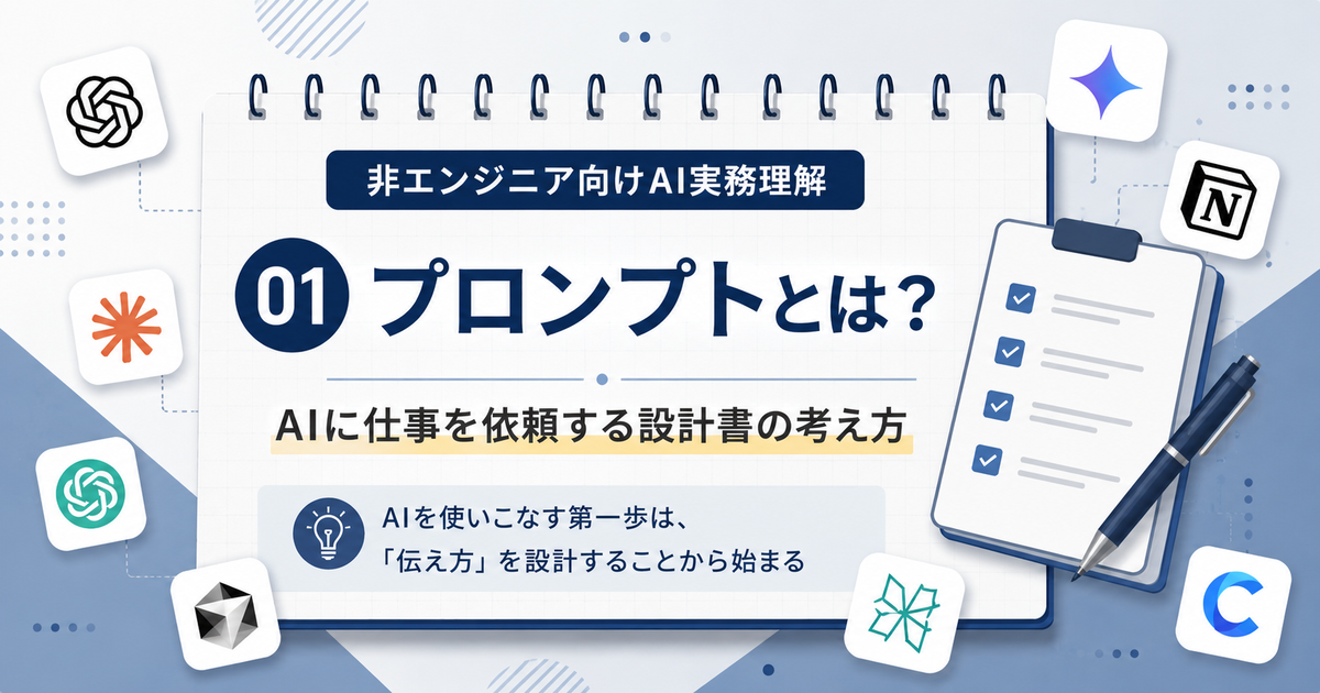 プロンプトとは何か、非エンジニアがAIを実務で使うための設計書の考え方を解説した記事のアイキャッチ