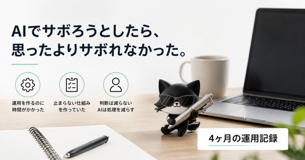 AIコンテンツ運用を始めて4ヶ月、サボろうとしたら大変だった話の記事アイキャッチ