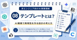 テンプレートとは何かをAI業務の視点で非エンジニア向けに解説する記事のアイキャッチ